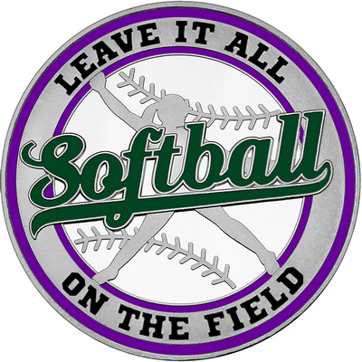 Dark Green "Softball" with Purple Outer Circular Borders